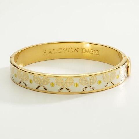 1 Cm Tennis Racket And Ball Cream Hinged Bangle