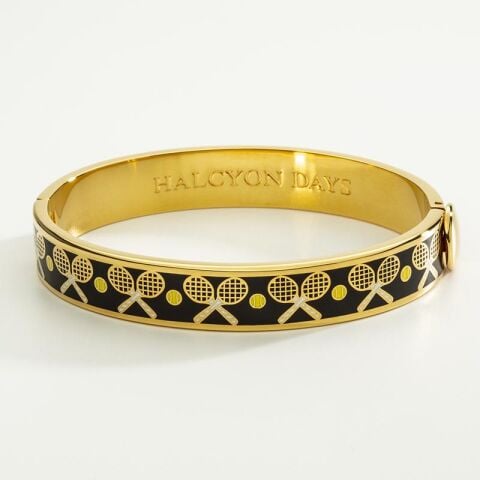1 Cm Tennis Racket And Ball Navy Hinged Bangle