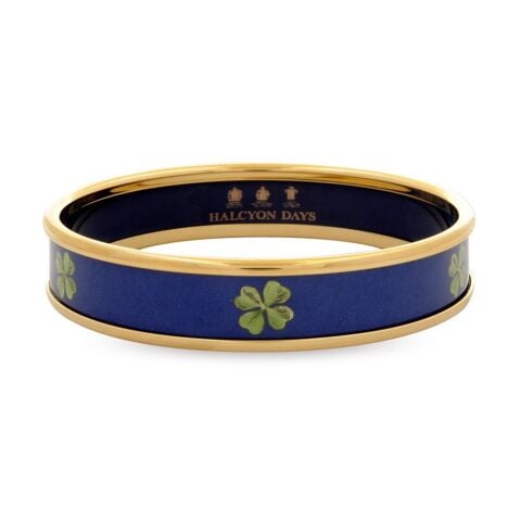 1 Cm Clover Navy Gold Medium Bangle
