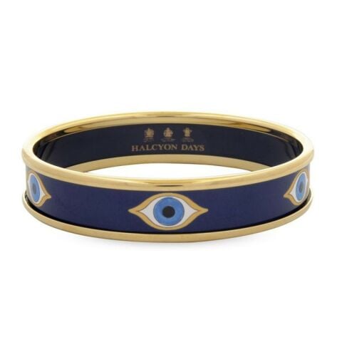 1cm Evil Eye - Navy - Gold - Small Bangle