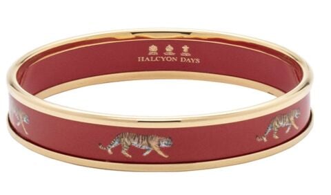 Tiger Red And Gold Enamel Small Bangle