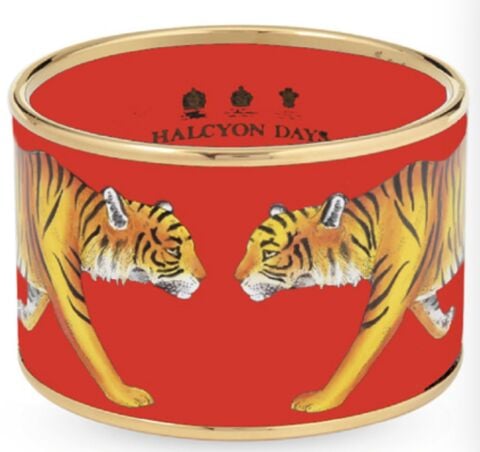Tiger Red And Gold Enamel Cuff Bangle