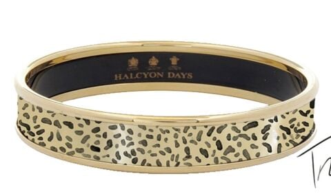 Leopard Print And Gold Enamel Bangle