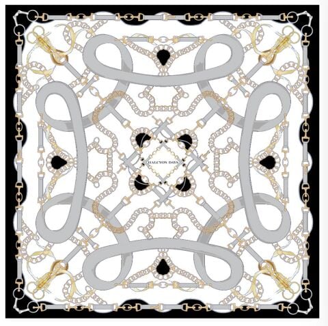 Bridle - Black - 90x90 - 100% Silk - Scarf - NEW
