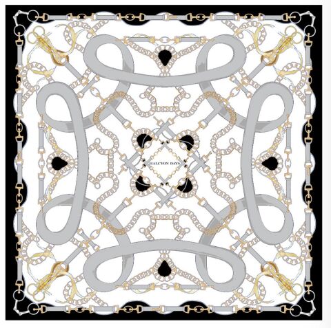 Bridle - Black - 90x90 - 100% Silk - Scarf - NEW