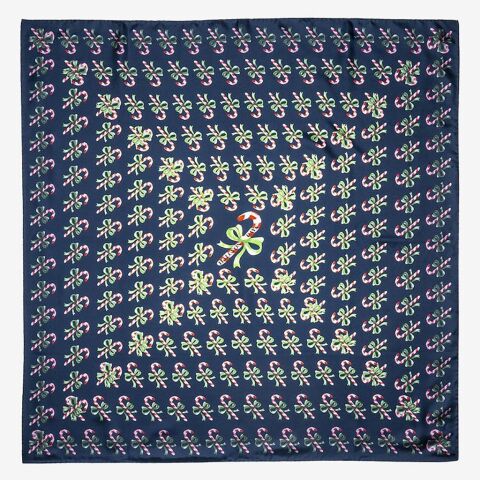 Candy Cane Fade - Navy - 90x90 - 100% Silk Scarf