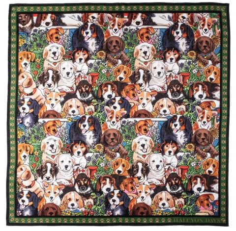 Halcyon Days Dogs Leave Pawprints 90x90 100% Silk Scarf