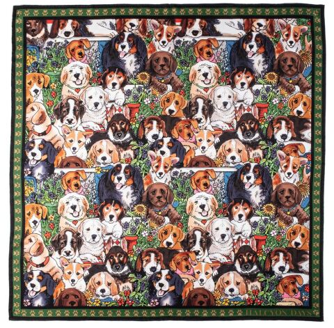Halcyon Days Dogs Leave Pawprints 90X90 100 Percent Silk Scarf