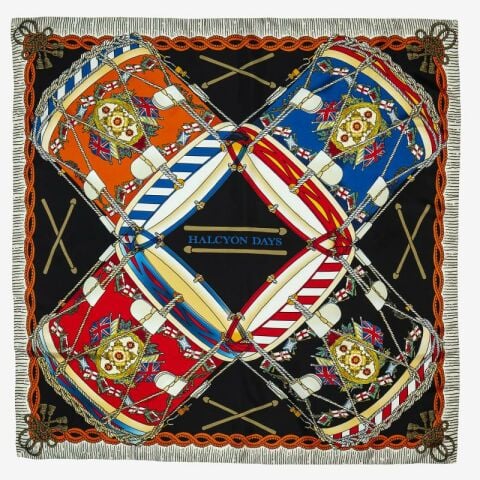 Drums - Black - 90x90 - 100% Silk - Scarf