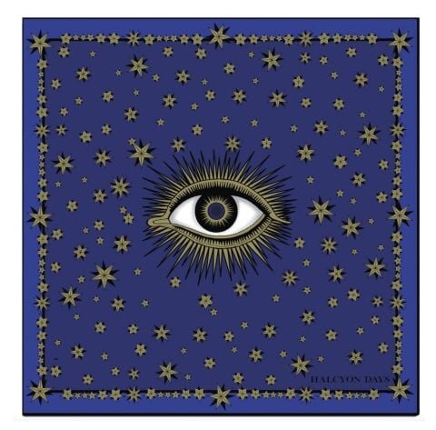 Halcyon Days Evil Eye Blue 90 x 90 100% Silk Scarf
