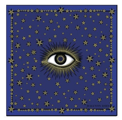 Halcyon Days Evil Eye Blue 90 x 90 100% Silk Scarf