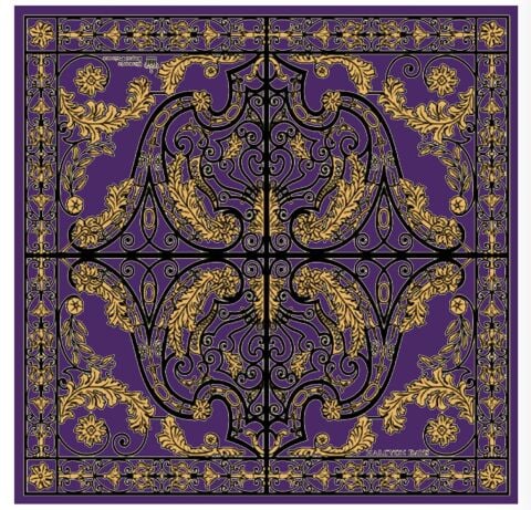 HRP-Kensington Palace Gates - Amethyst-90x90-100% Silk Scarf - NEW