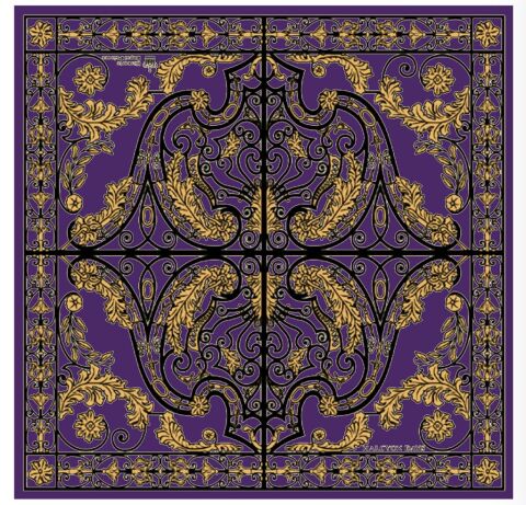 Hrp Kensington Palace Gates Amethyst 90X90 100 Percent Silk Scarf