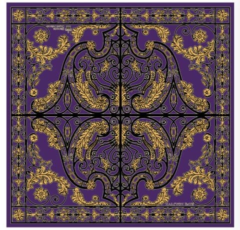 HRP-Kensington Palace Gates - Amethyst-90x90-100% Silk Scarf - NEW