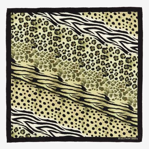Mixed Animal Print 90X90 100 Percent Silk Scarf
