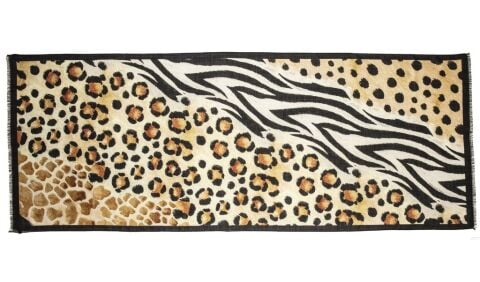 Halcyon Days Mixed Animal Print 170cm x 65cm Wool Silk Long Scarf