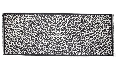 Halcyon Days Snow Leopard Print 170cm x 65cm Wool Silk Long Scarf