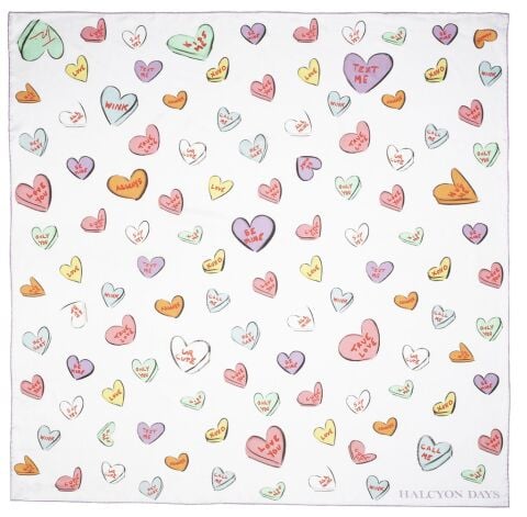 Tr Love Hearts 90X90 100 Percent Silk Scarf