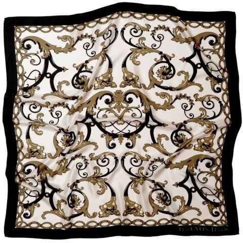 Wallace Ballustrade White 90X90 100 Percent Silk Scarf