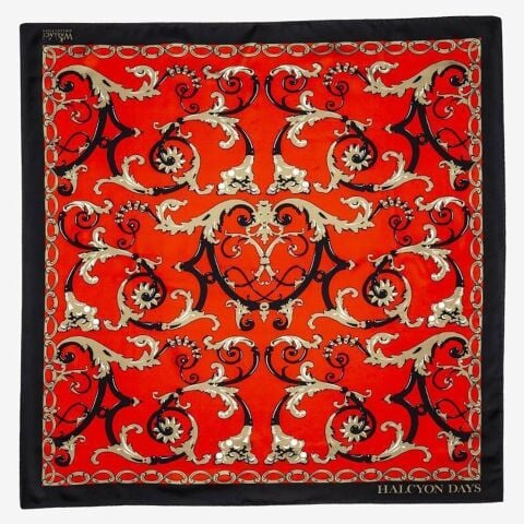 Wallace Balustrade Deep Red 90 X 90 Cm 100 Percent Silk Scarf
