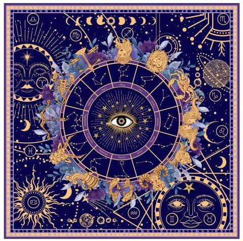 Astrology Navy 90cm x 90cm 100% Silk Scarf