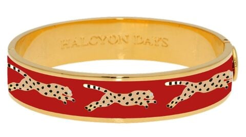 13mm Leopard Red Gold Hinged Bangle