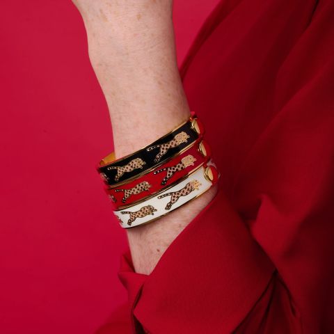 13mm Leopard Red Gold Hinged Bangle