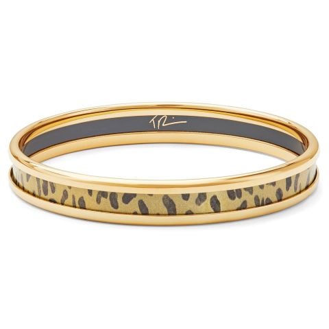 6mm TR Leopard Beige Gold Small Bangle Bracelet