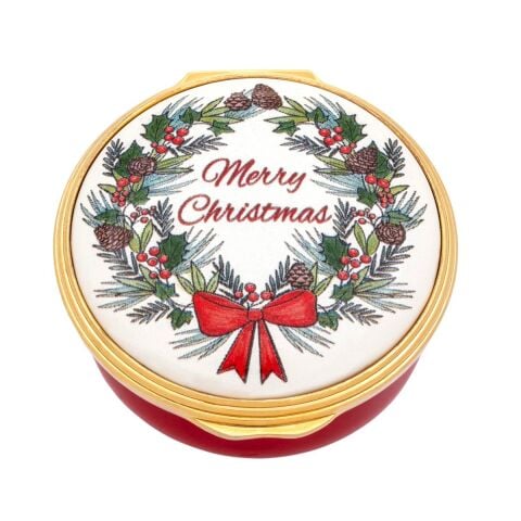 Merry Christmas Wreath Enamel Box