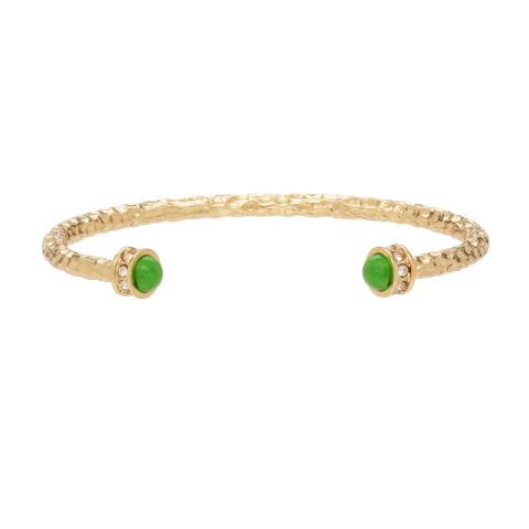 Hammered Torque Emerald And Gold Bangle