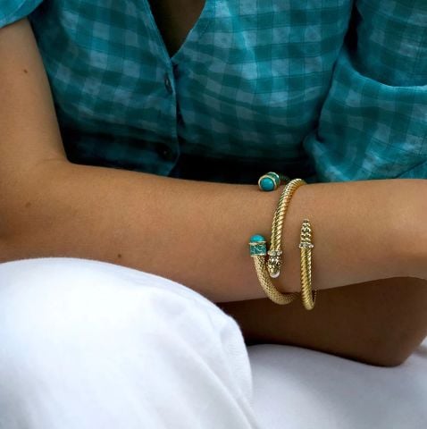 Snake Twist Cream & Gold Bangle