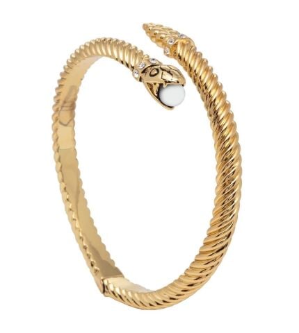 Snake Twist Cream & Gold Bangle