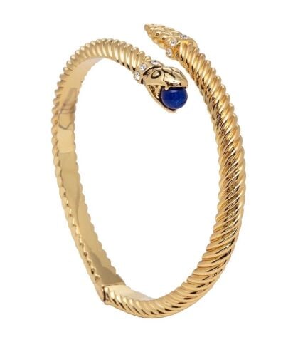 Snake Twist Deep Cobalt & Gold Bangle