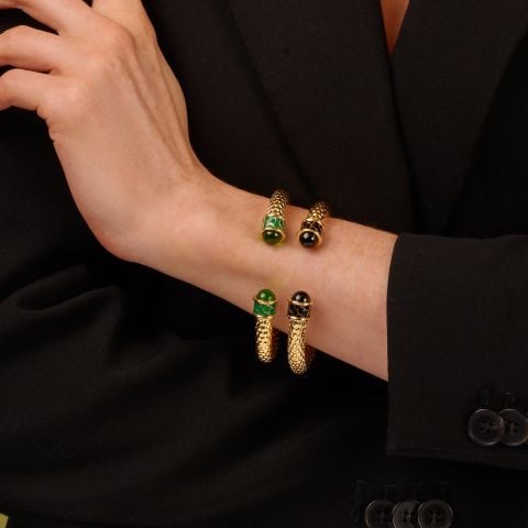 Minoan Black Gold Hinged Torque Bangle