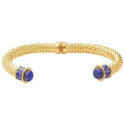 Minoan Deep Cobalt Gold Hinged Torque Bangle