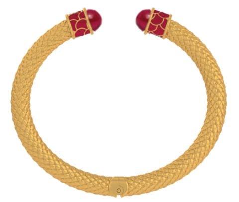 Minoan Ruby Jewel Gold Hinged Torque Bangle