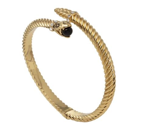 Snake Twist Black & Gold Bangle