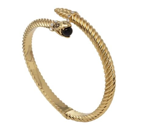 Snake Twist Black & Gold Bangle