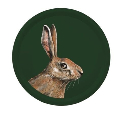 Woodland Wildlife Hare Round Birchwood Tray