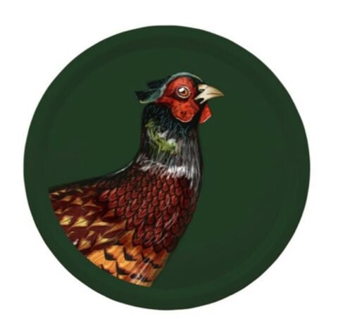 Woodland Wildlife Pheasant Round Birchwood Tray