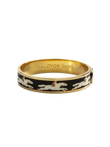 13mm Race Horse Amethyst Cream Gold Hinged Bangle