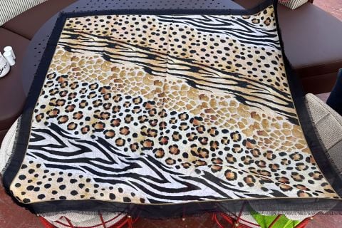 MW Mixed Animal Print Wool/Silk 120 X 120cm Scarf
