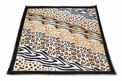 MW Mixed Animal Print Wool/Silk 120 X 120cm Scarf