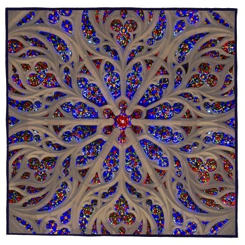 St Thomas Rose Window 90cm X 90xm 100% Silk Scarf