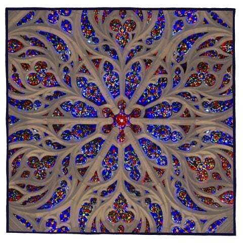 St Thomas Rose Window 90cm X 90xm 100% Silk Scarf