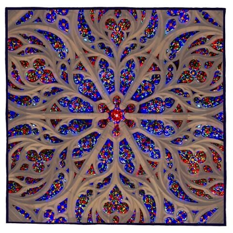 St Thomas Rose Window 90 X 90 Cm 100 Percent Silk Scarf