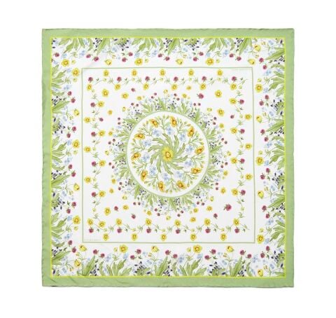 Highgrove Wildflower Border 45X45 100 Percent Silk Mini Scarf