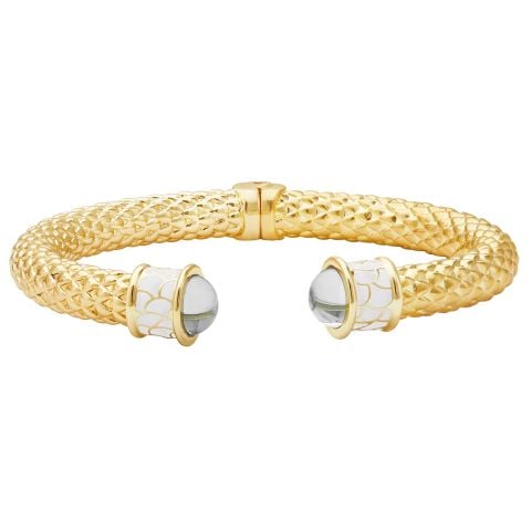 Minoan  - Diamond Jewel - Gold - Hinged Torque Bangle