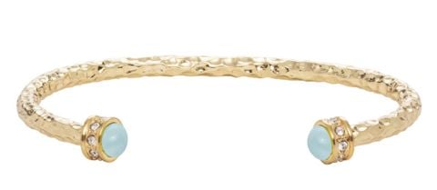 Hammered  Aquamarine  Gold  Torque Bangle
