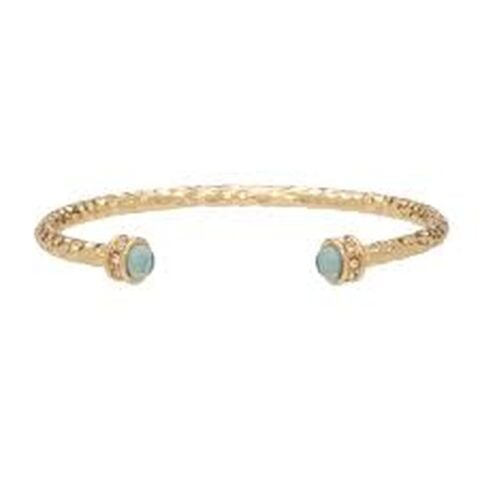 Hammered  Aquamarine  Gold  Torque Bangle
